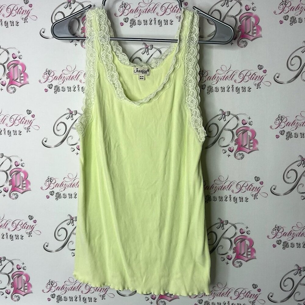 Jessica tank top lace Lacie neon bright lime Light Yellow Lace Camisole